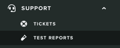 support area test reports
