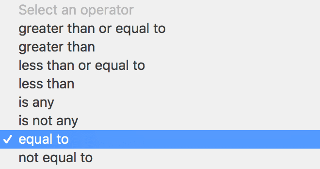 Data Filters Operators