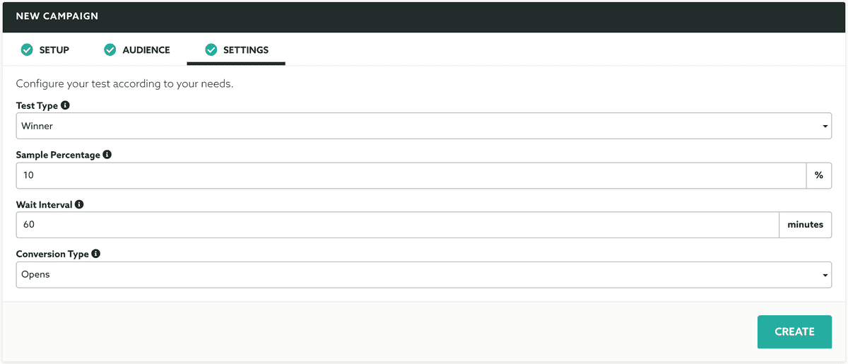 A/B & Multivariate Testing Settings Winner