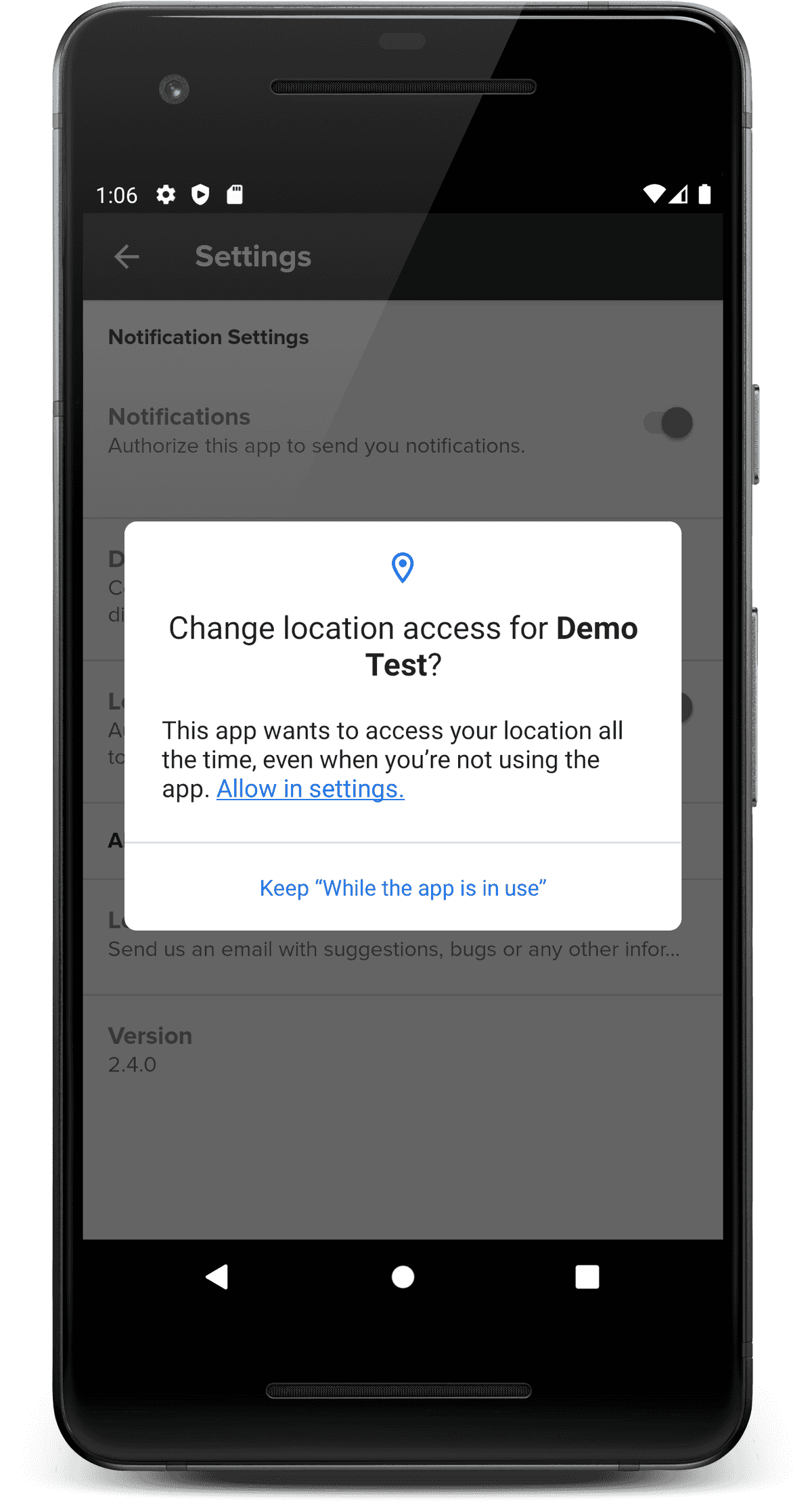 android location permission background system