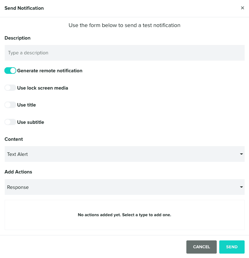 test reports notification modal